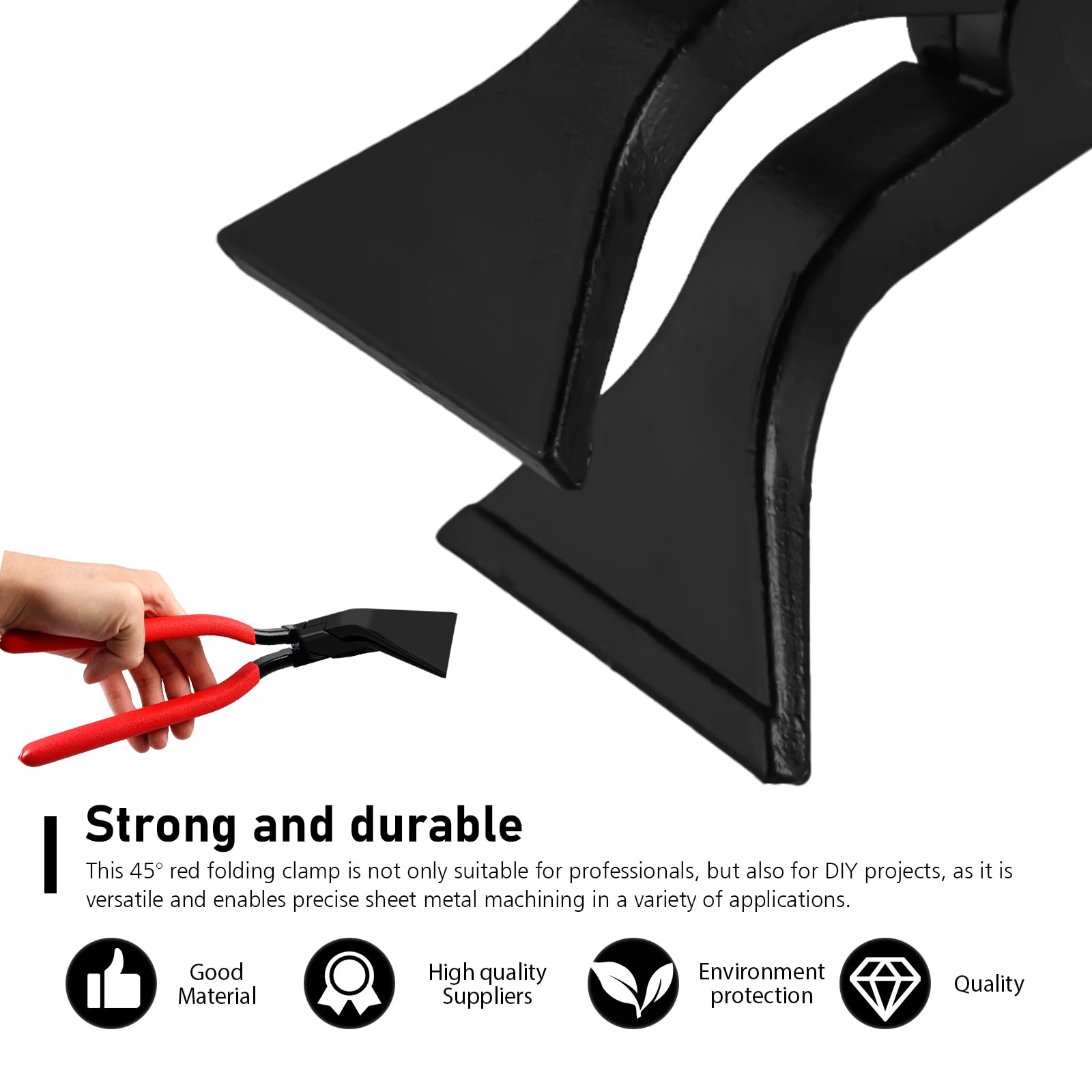 WIYETY Rot Abkantzange Falzzange: Abfalzen Werkzeug mit Rutschfestem Griff, Breit 60 mm Biegezange, Dachdecker Werkzeug aus Chrom-Vanadium-Stahl, Blechbiegezange für Heimwerker (45°) 4