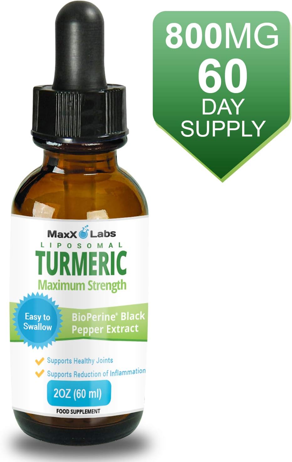 Turmeric Liquid Highest Potency 800mg Liposomal Tumeric Drops with