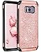 BENTOBEN Galaxy S8 Case, Samsung Galaxy S8 Case, Shockproof Glitter Sparkly Bling 2 in 1 Hybrid Hard PC Shiny Faux Leather Chrome Protective Case for Samsung Galaxy S8 2017 (5.8 Inch), Rose Gold