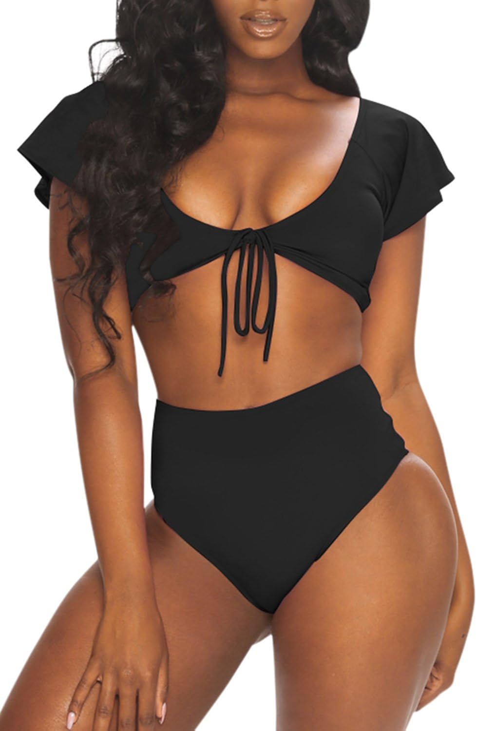 ruffle sleeve bathing suit top