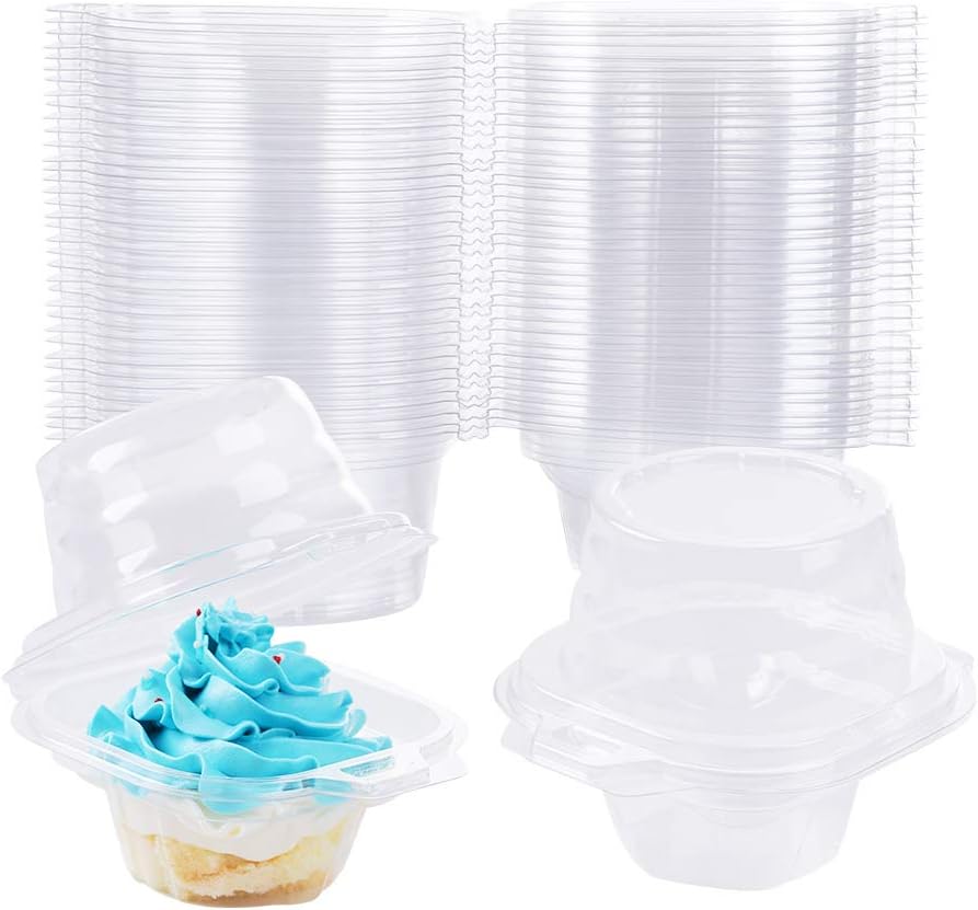 60 PCS Individual Cupcake Container, Stackable, Deep Dome
