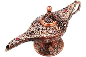 Honoro Vintage Aladdin Magic Genie Lamp,Metal Wishing Light for Home Wedding Party Table Decoration Delicate Gift,Large Copper