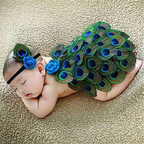 ZTL Newborn Baby Photography Props Novelty Peacock Costume Outfits with Headband