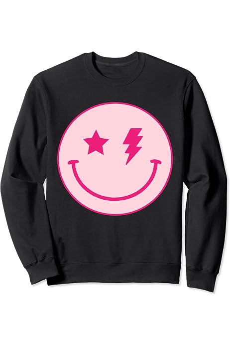 Amazon.com: Lightning Bolt Happy Face Sweatshirt : Clothing, Shoes u0026 Jewelry