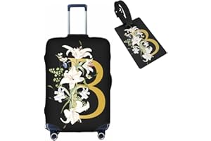 Tuizumy Decorative B Suitcase Protectors Elastic Washable Luggage Covers With Concealed Zippers For 18-32 Inch Luggage (Size M: Fits 22-24 Inch)