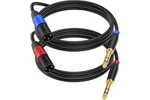 Jozzai Male XLR to 1/4 Inch (6.35mm) TRS Mono Jack Microphone Cable,(2Pack, 3.3 FT) Balanced 3 Pin XLR Male to Quarter inch TRS Plug Mic Cord for Dynamic Microphone