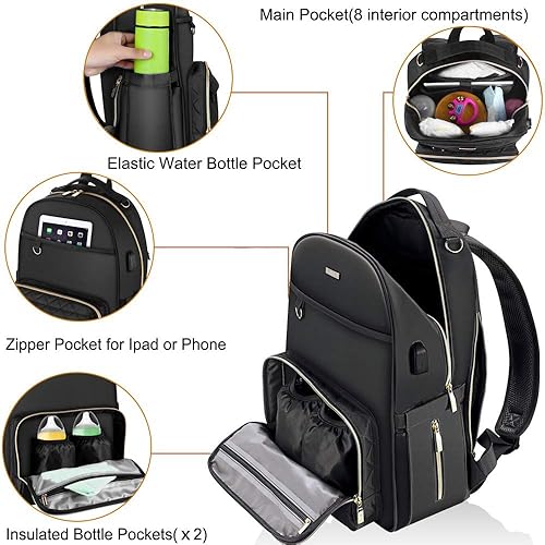 LANDICI Diaper Bag Backpack, Multifunction Travel Back Pack