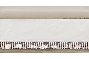 Sweet Jojo Designs Boho Fringe Ivory Boy or Girl Baby Crib Bed Skirt Nursery Dust Ruffle - Solid Neutral Cream Off White Tassel Boho Fringe Bohemian Minimalist for Taupe Desert Sun Collection