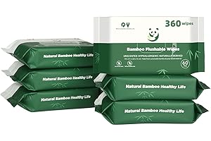 QingYa Bamboo Flushable Wipes,Septic Safe,Soft, Soothing Botanicals & Aloe, Unscented,Eco Friendly, Natural Brown Bamboo-Pulp