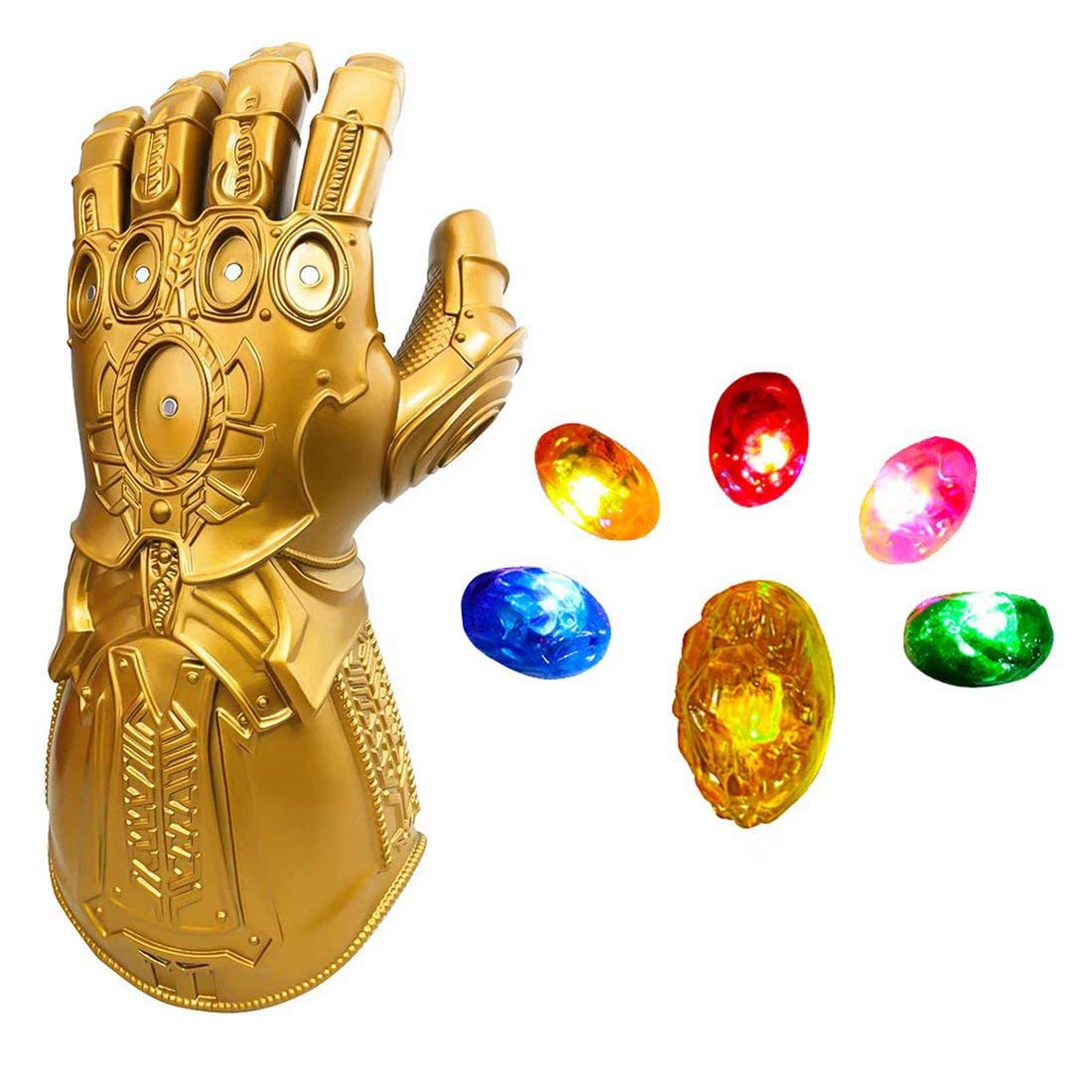 SINSEN Infinity Gauntlet Thanos Gauntlet Thanos Glove for Kids Adults Light Up PVC Thanos Gauntlet Movable Fingers with Removable Magnet Infinity Stones Halloween Christmas Cosplay Props