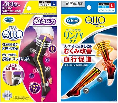 Amazon セット買い 寝ながらメディキュット フルレッグ Ex L 着圧ソックス 一般医療機器 おうちでメディキュット リンパケア ひざ下 つま先なし L 血行改善 血行改善 むくみケア用靴下 メディキュット 着圧ソックス