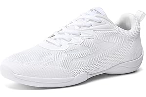 WUIWUIYU Youth Girls Boys Mesh Competition Cheerleading Gear Shoes White Dance Athletic Training Cheer Sneakers