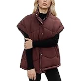 MOMOSTAY Women's Oversized Puffer Vest Zip Up Winter Casual Warm Lightweight Sleeveless Padded Jackets