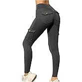 WDIRARA Women's High Waisted Workout Cargo Leggings Elastic Waist Skinny Yoga Pants