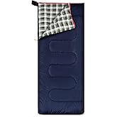REDCAMP Cotton Flannel Sleeping Bags for Camping, 41F/5C 3-4 Season Warm and Comfortable, Envelope Blue with 2/3/4lbs Filling