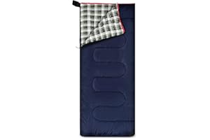 REDCAMP Cotton Flannel Sleeping Bags for Camping, 41F/5C 3-4 Season Warm and Comfortable, Envelope Blue with 2/3/4lbs Filling
