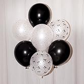 xo, Fetti Black + White Bow Latex Balloons - 24 pk, 12" | Bachelorette Decorations, Alternative Birthday Party, RIP to My 20s Decor, Cute Emo Girl Supplies