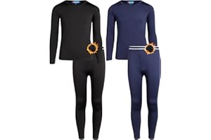 ONLY BOYS Thermal Underwear Set – 4 Piece Brushed Fleece Top and Long Johns (2T-16)