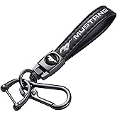 SDSHSM Genuine Leather Car Keychain Compatible with Ford Mustang Key ring Accessories Key Chain Family Present for Man and Woman Black