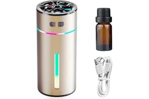 Yuentoen 300ml Smart Car Diffuser, 2-in-1 Essential Oil Air Freshener and Humidifier with Dual Mist, USB Rechargeable,Colorfu