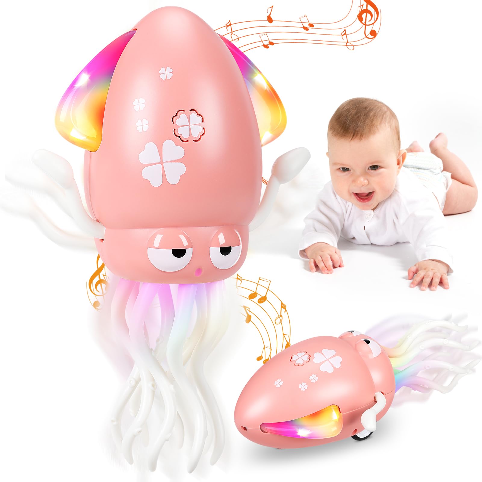 Axrye Dancing Octopus Toy, Funny Electric Dancing Squid Toy with LED & Music Creative 8-Leg Action Crawling Octopus for Stress Relief Auto-Dance Obstacle Avoidance Sensor Toys for Kid Boy Girl (Pink) — image 1