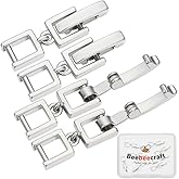 Beebeecraft 1 Box 10Pcs Silver Fold Over Clasp Extender Brass Small Craft Foldover Metal Jewelry Findings Extension Fastener Clasps for Jewelry Making Bracelets Necklaces Supplies DIY Crafts Women