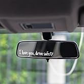 Heqxwl Rearview Mirror Reminder Drive Safe Message, Inspirational Daily Safety Car Interior Decal for New Drivers Teens Family Friends, Meaningful Gift (White)