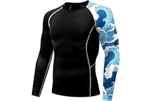 EULCICI Men's Rash Guard Shirts Sun Protection UPF 50+ Long Sleeve BJJ Jiu Jitsu Fitness Running Fishing Swim T-Shirt