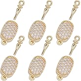 Beebeecraft 1 Box 6Pcs Crystal Bracelet Clasp Cubic Zirconia Box Clasps 18K Gold Plated Brass Oval Connector Clasps with Jump Ring for DIY Jewelry Making 18x7.5x6mm