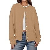 Elitechoice Women's Lightweight Knit Cardigan with Rolled Collar, Long Sleeve Open Front Sweater for Lounge & Office