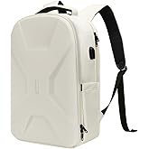 MOSISO 15.6-16 inch 35L Laptop Backpack with USB Charging Port for Women Men, Waterproof Hardshell Travel Business Computer Bag, Anti-Theft Daypack with Luggage Strap, Beige