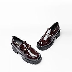 Women Loafers Platform Chunky Heel Slip On Lug Sole