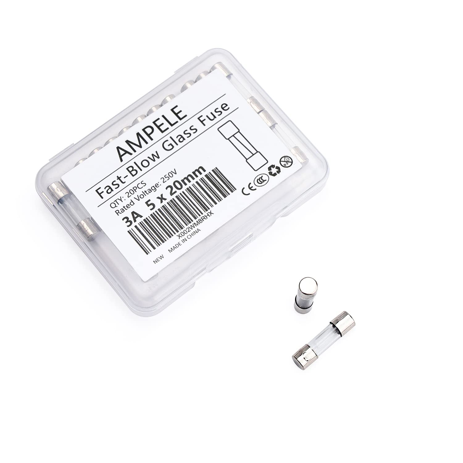 AMPELE (Pack of 20) 3A Fast-Blow Fuse 3Amp 250V
