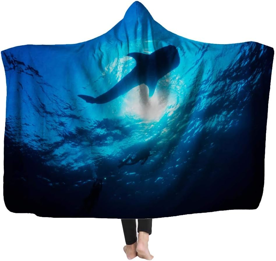 Capsceoll Kids' Blankets and Throw Blanket,Whale Shark The Diver Swimming in Middle Ocean 80X60 Inches Fleece Plush for Girls Boys Kids Blanket for Home