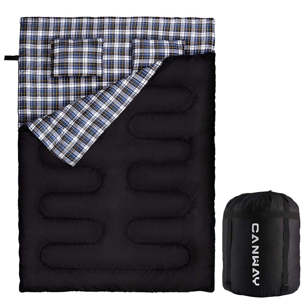 CANWAY Double Sleeping Bag, Flannel Lightweight Waterproof 2 Person
