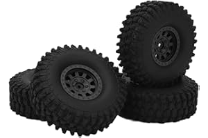 RiToEasysports 4PCS RC Car Tire Wheel, 120mm Rubber Tires with Nylon Wheel Hub for Axial SCX10 90046 GEN8 RC Crawlers (Black)