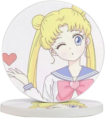 Amazon Co Jp 美少女戦士セーラームーンはとても可愛いです4 コースター 硅藻土 吸水速乾 断熱 おしゃれ かわいい ドリンクコースター 円形 直径10cm ホーム キッチン