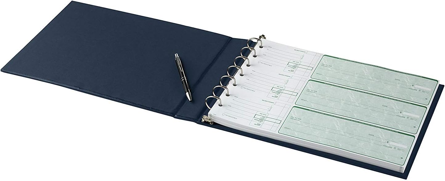 Executive 7 Ring Check Binder, 500 Check Capacity, for 9x13 Inch Sheets, with 6 Year Calendar Organizer, Sleek Business Design, Premium Quality - Navy Color (11705) : Office Products