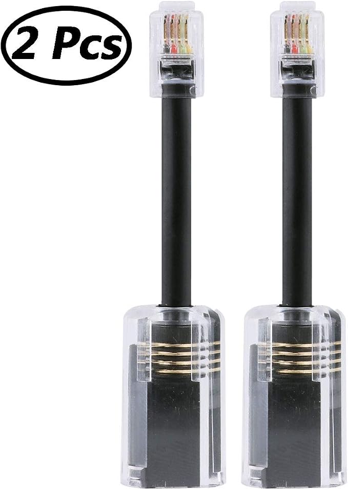 thumbnail image 2 of 2-Pack Phone Cord Detangler - 360° Swivel Handset Connector RJ9 4P4C Gold-Plated Plugs 2 of 3