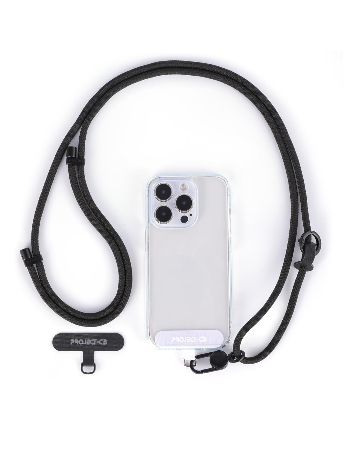 project-cb Cell Phone Lanyard 1,Tether Tab 2,Adjustable Crossbody Strap,Lanyards for Around the Neck,Rope Strap (Black-B)