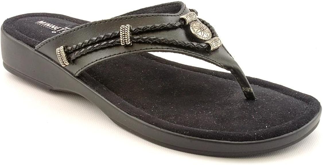 Amazon.com | Minnetonka Silverthorne Thong Womens X Wide Flip Flops Sandals Shoes | Sandals