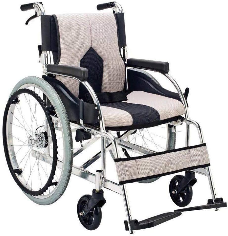 KEKEFUYUAN Lightweight Wheelchair,Foldable\Ergonomic,Load Bearing 100kg, Self Propelled Wheelchair For Old Man,Disabled,Grey