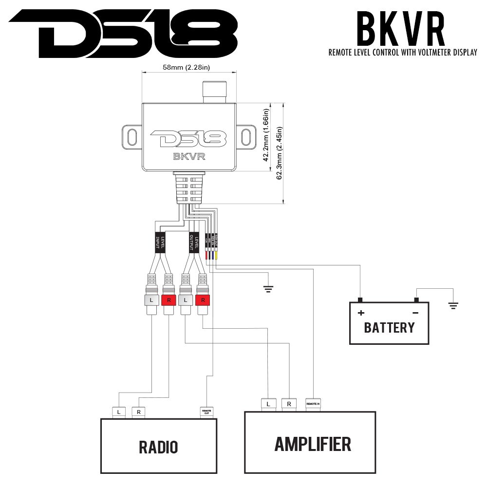 DS18 BKVR Universal Car Amplifier Volume Remote Bass Knob 12V Amp RCA