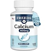 FREEDA Calcium 600mg Tablets for Bone, Joint &amp; Teeth Support &ndash; 100 Count | Gluten-Free, Easy-to-Swallow Coated Tablets to Support Healthy Bones, Joints, Teeth, Muscle Function &amp; Nerve Health