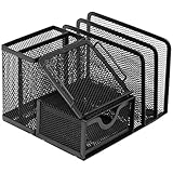 Mesh Office Desk Organizer with 6 Compartments + Drawer - Can Be Used On Desktop | Table | Counter in Kitchen or Work Space - Black