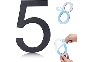 HOIUTER 6 Inch Self-adhesive House Numbers,Stainless Steel House Number for Outside,Big Modern House Numbers, Garden Door Address Numbers for House, 911 Visibility Signage (5)