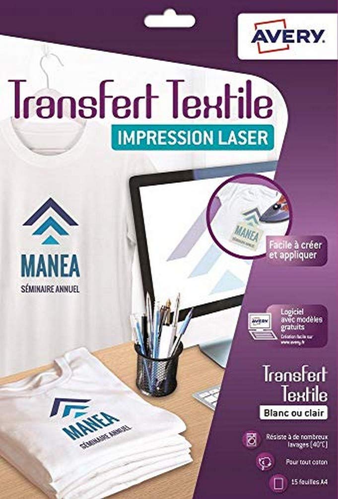 Avery c9403-15 A4 T-Shirt Transfer/Textile White/Clear