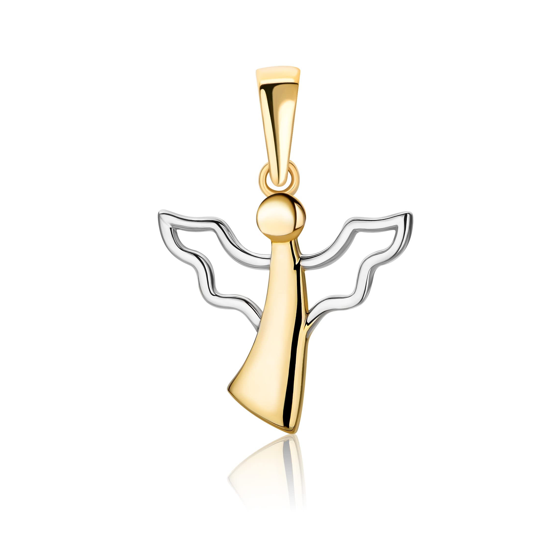 PS-0012 14 Carat 585 Mini Bicolour Gold Protection Angel Pendant