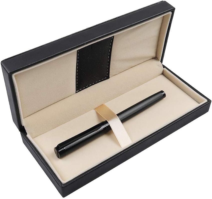 Penneed Rolerball Pen Gift Set for Men Women Executive Business Home Office Use, G8 Metal Black Body Gel Pen Refillable 0.7mm Blue Ink