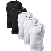 TELALEO 5 Pack Men's Athletic Compression Shirts Sleeveless Workout Tank Top Sports Base Layer Running Basketball